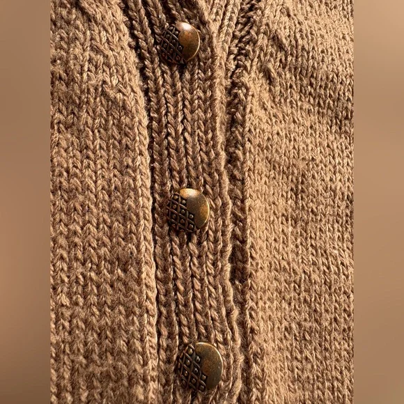 VINTAGE OOAK Handmade Warm Brown Knitted Duster Sweater ONE SIZE S - 3XL - Picture 2 of 9